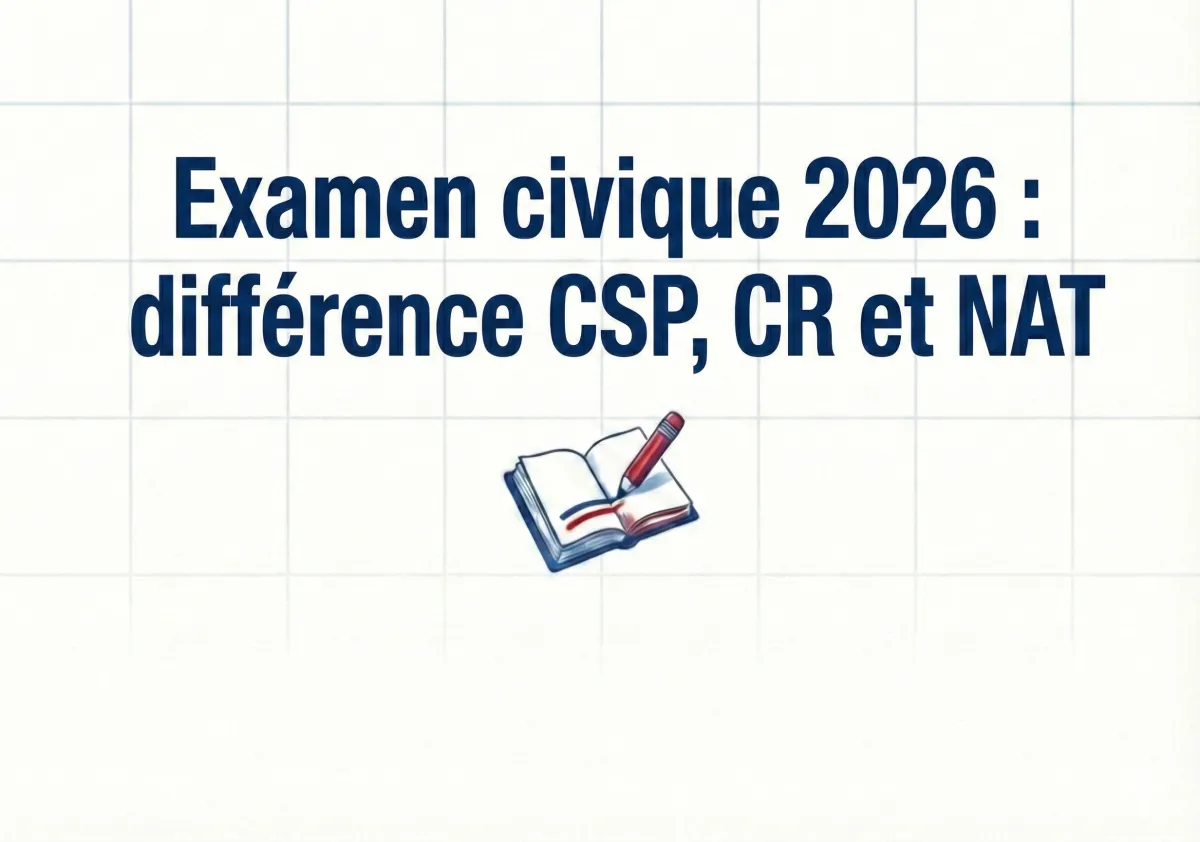 Examen civique 2026 : différence CSP, CR et NAT